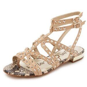 Sam Edelman  Demi Studded Nude Leather Sandals, Sz 6